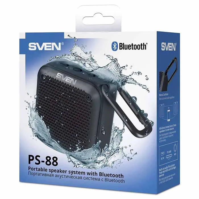 Boxa portabila SVEN PS-88, Black / 7W / Bluetooth / FM / USB / microSD / 1500mA*h