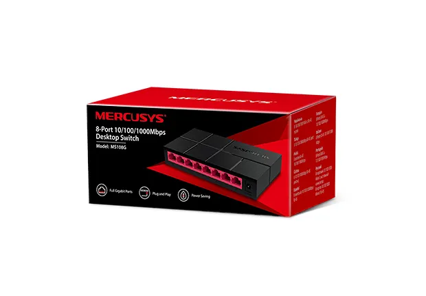 MERCUSYS MS108G  8-port Gigabit Switch, 8 10/100/1000M RJ45 ports, plastic case