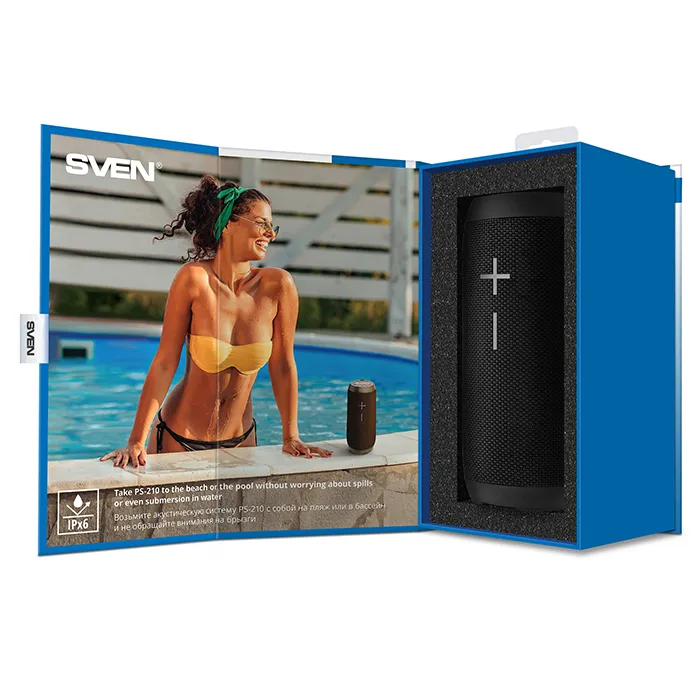 Boxa portabila SVEN PS-210, Black / 12W / Bluetooth / FM / USB / microSD / 1500mA*h