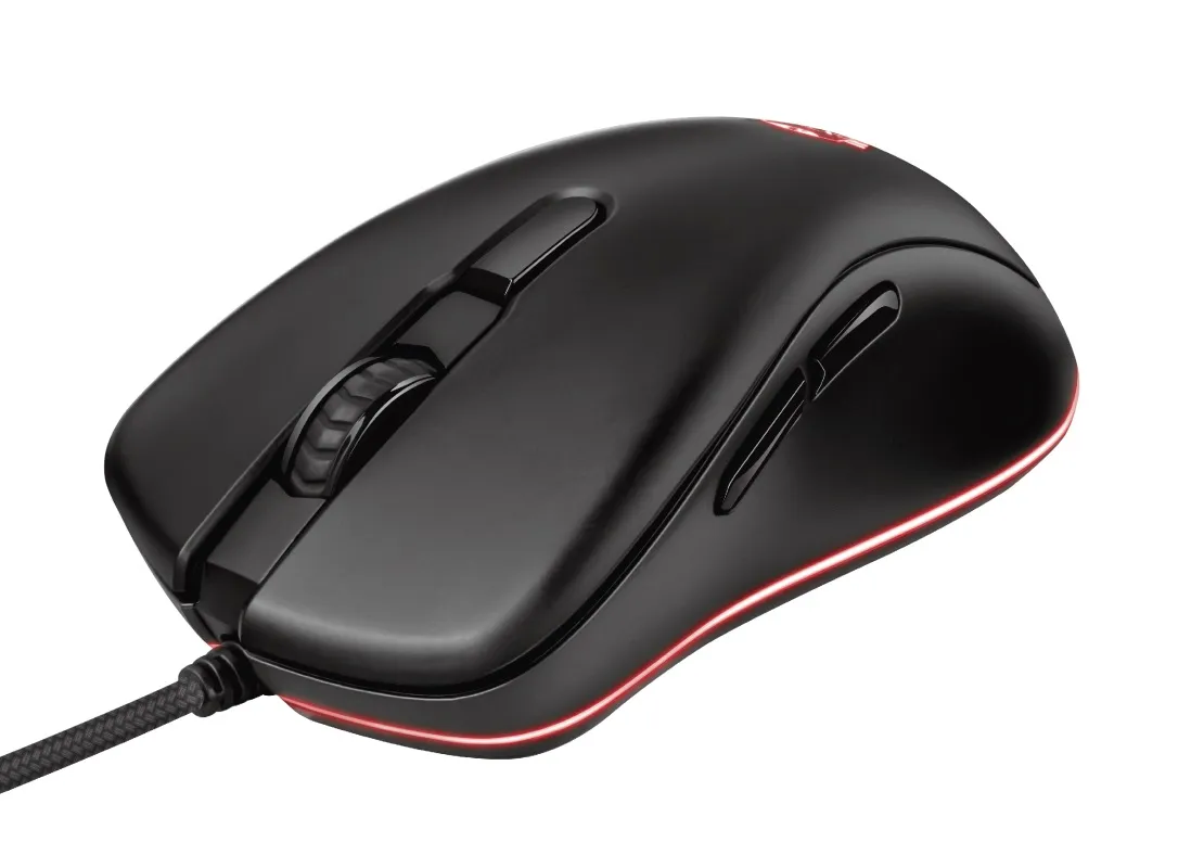 Trust Gaming GXT 930 Jacx RGB Mouse, 200 - 6400 dpi, 6 Programmable, responsive buttons including 2 thumb buttons, Fully adjustable RGB lighting with multiple effects, Braided cable 1,8 m USB, Black