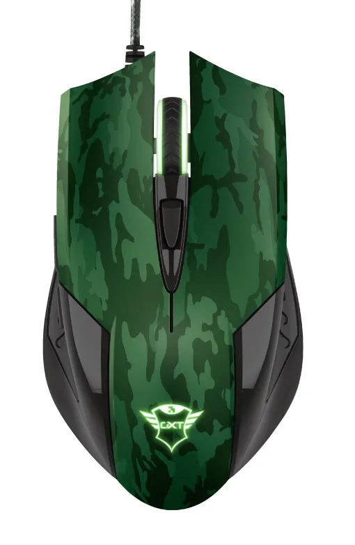 Trust Gaming GXT 781 Rixa Camo Mouse & Mouse Pad, 800 - 3200 dpi, 6 Responsive buttons, LED illumination with breathing effect in 4 colours, 1,8 m USB, Camouflage
