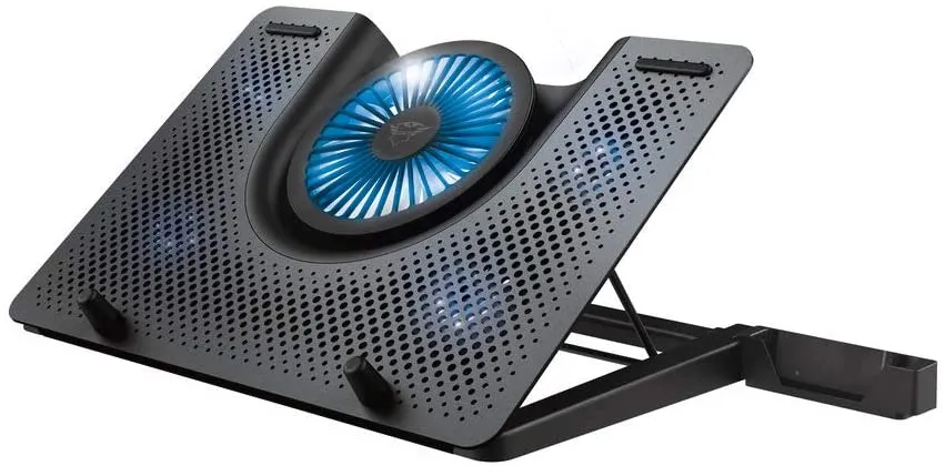 Trust Gaming GXT 1125 Quno, 17.4” Premium LED-illuminated gaming laptop cooling stand with 5 fans, Black