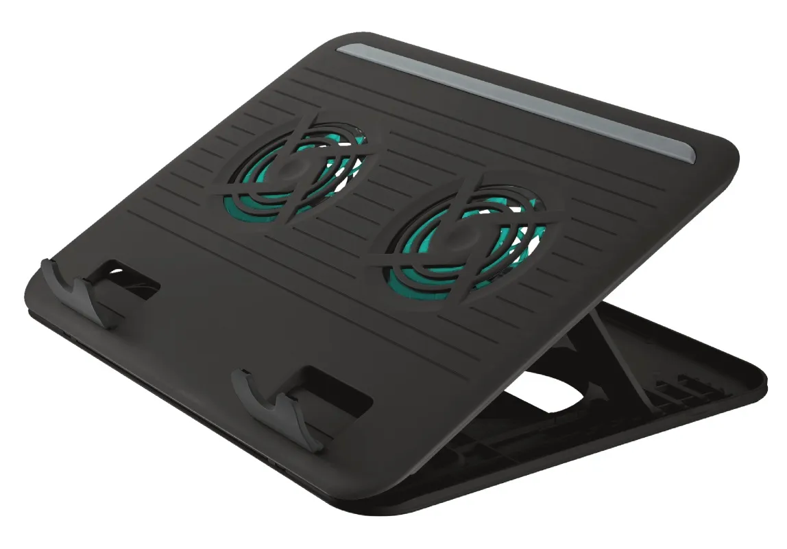 Trust  Cyclone, Notebook Cooling Pad up to 16”, 2 silent cooling fans, 8 step height-adjustable, Black