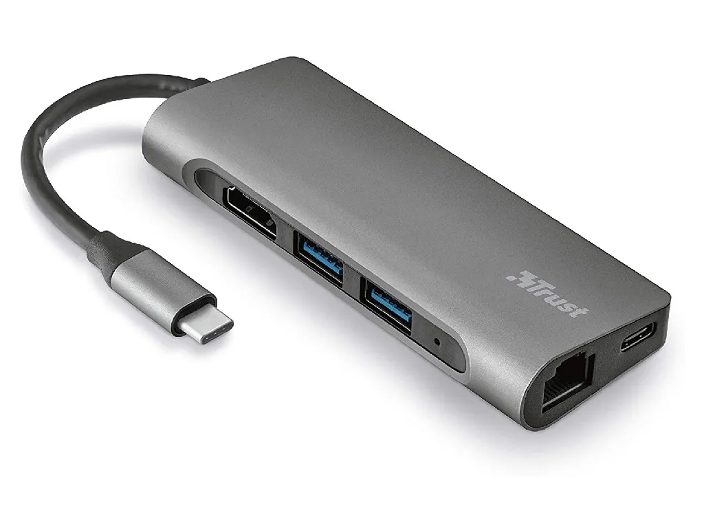 Adaptor Multiport Trust Dalyx/ USB-C/ 1xUSB-C/ 2xUSB-A/ HDMI/ RJ45/ SD/ microSD