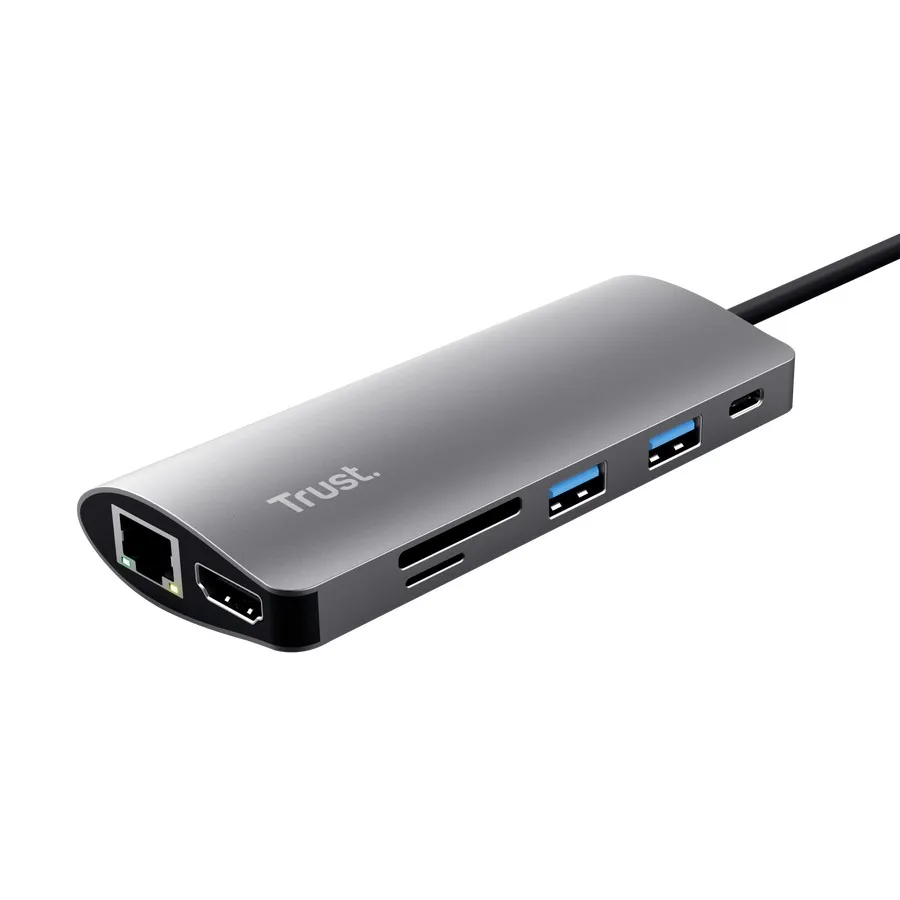 Adaptor Multiport Trust Dalyx/ USB-C/ 1xUSB-C/ 2xUSB-A/ HDMI/ RJ45/ SD/ microSD