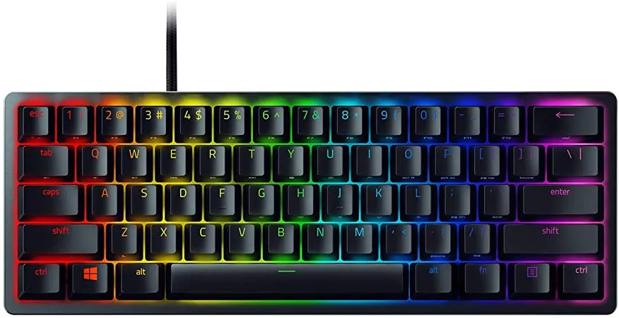 RAZER Huntsman Mini Gaming Keyboard, 60% Form Factor, Clicky Optical Switch - Red, Doubleshot PBT Keycaps With Side-Printed Secondary Functions-  RU Layout