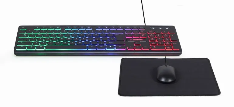 Gembird KBS-UML-01, 3-in-1 backlight desktop set, US layout, Black