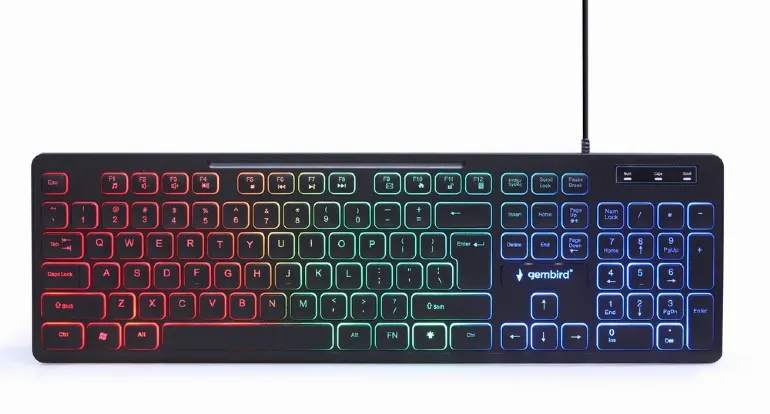 Gembird KBS-UML-01, 3-in-1 backlight desktop set, US layout, Black