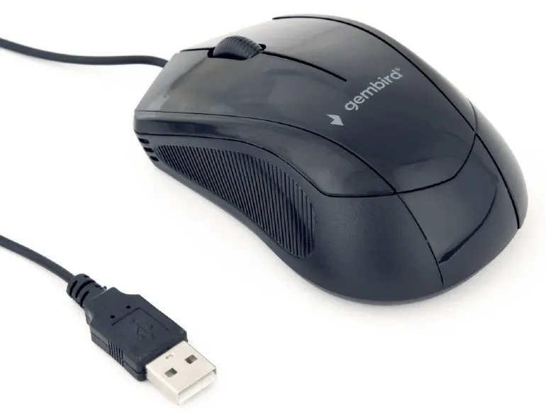 Gembird MUS-3B-02, Optical Mouse, 3-button, 1000dpi, USB, 1.35m cable, Black