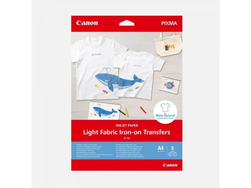 Transferuri termice din tesatura usoara Canon LF-101 (4006C002AA) / 0.170mm / 160 g/m2 / A4 5 Sheets for Pixma -G/TS series.