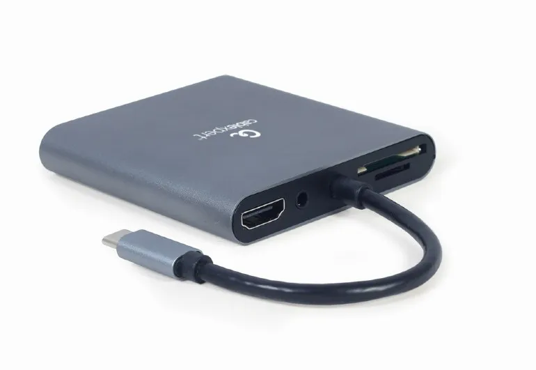 Adaptor Multiport Gembird A-CM-COMBO6-01/ USB-C/ USB-A/ 1xUSB-C/ HDMI/ VGA/ miniJack 3.5mm/ SD/ microSD