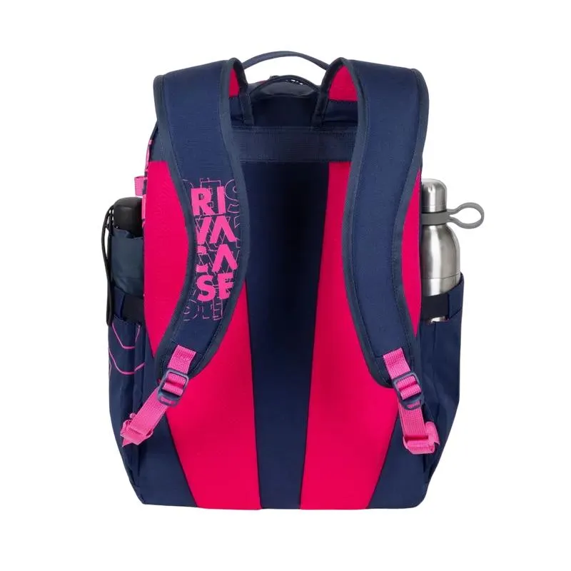 Everyday Backpack RivaCase Heide, 15.6", Polyester, Dark Blue/Pink