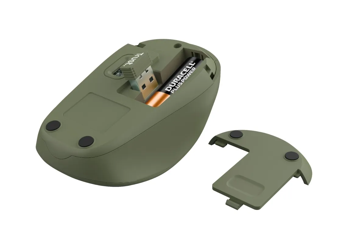 Wireless Silent Mouse Trust Yvi + Eco / 8m 2.4GHz Micro receiver / 1600dpi / Green