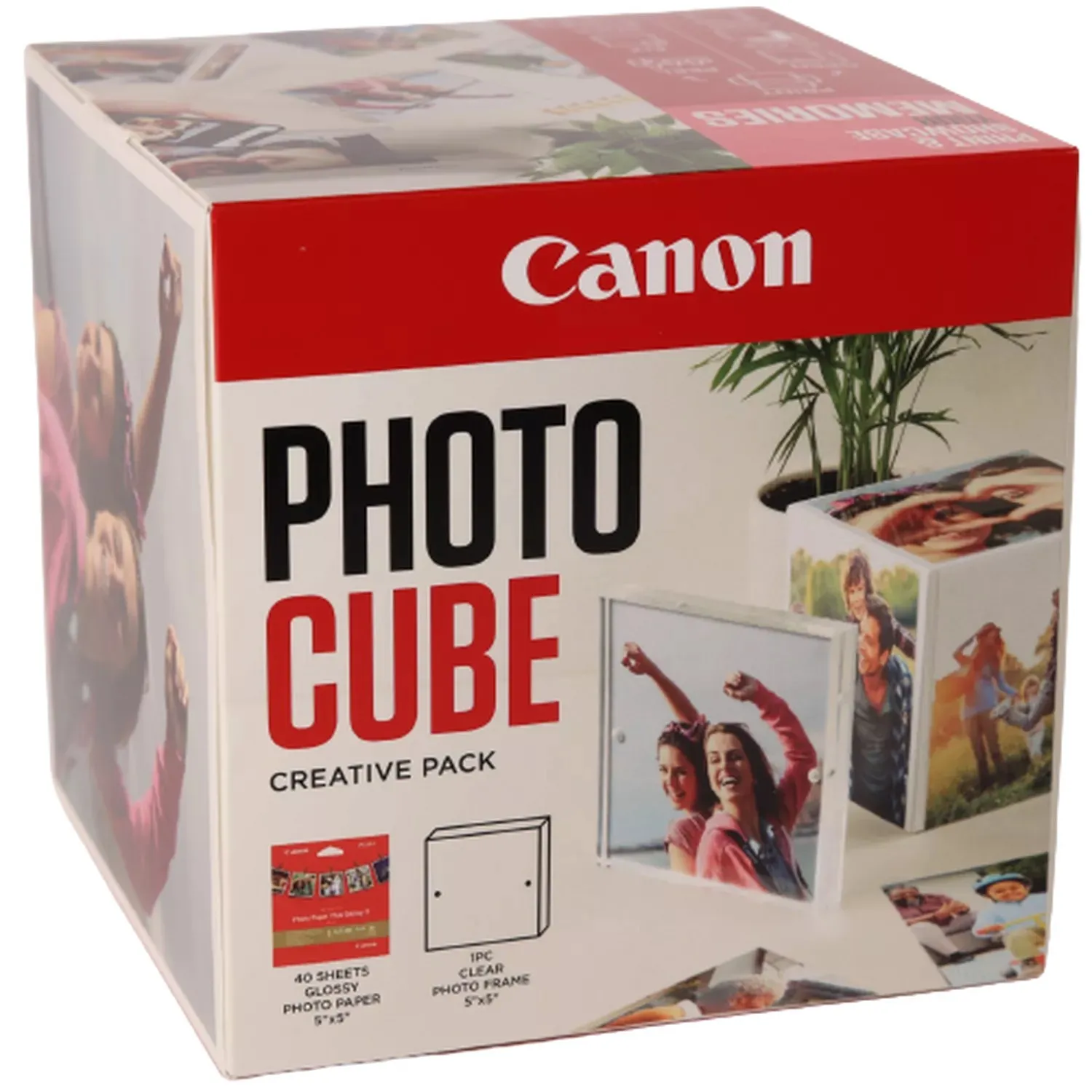 Cub foto si rama Canon Photo Cube Creative Pack - PP-201 5x5” Hartie Foto Plus Glossy II (40 file) + Rama Foto