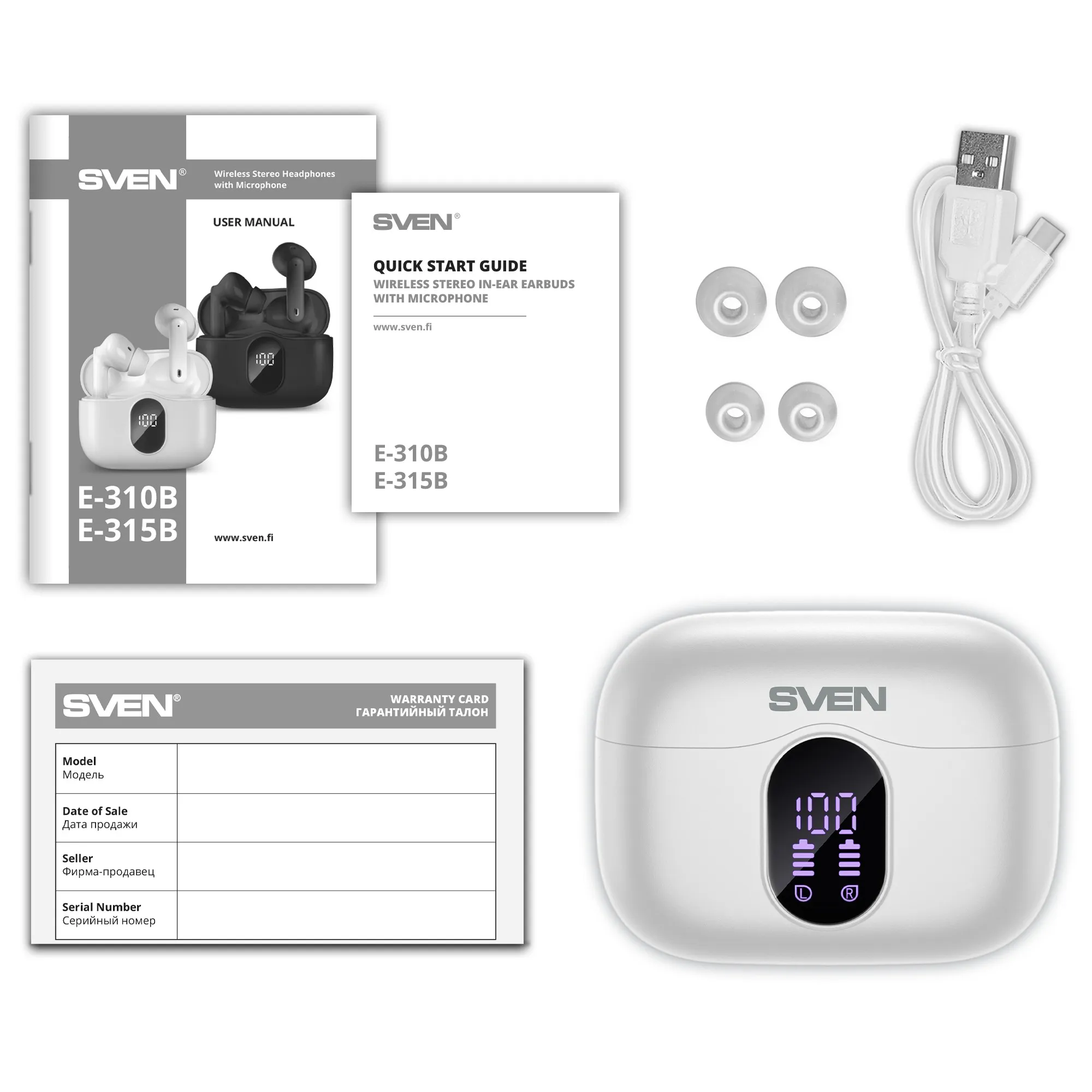 Casti SVEN E-310B, White