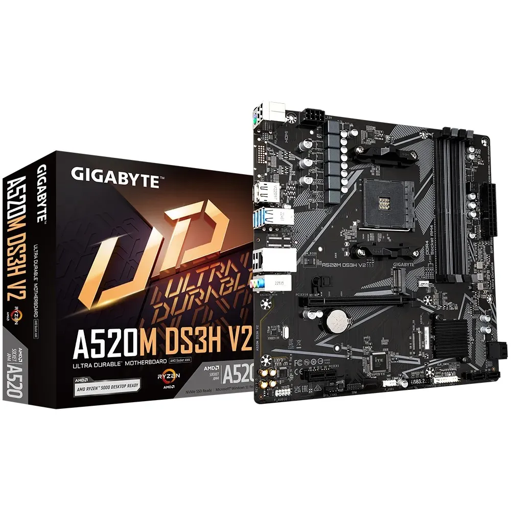 Placa de baza GIGABYTE GA-A520M-DS3H V2 / AM4 / A520 / DDR4 / mATX