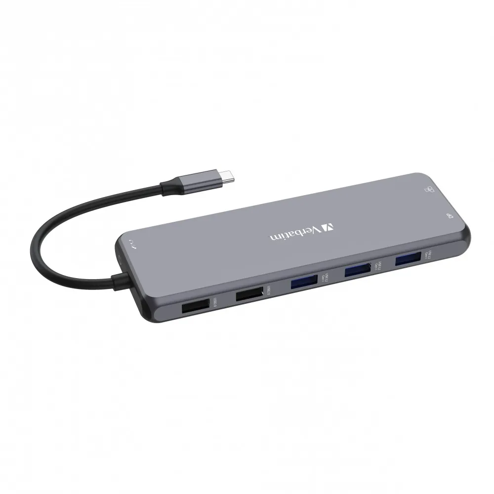 Adaptor Multiport Verbatim CMH-13/ USB-С/ 3xUSB-A 3.2/ 1xUSB-A 3.2(Gen2)/ 2xUSB-A/ 2xUSB-C/ 2xHDMI/ 1xDP/ RJ45