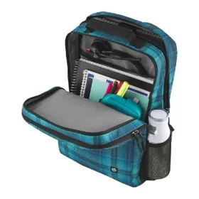 16.1” NB Backpack - HP Campus XL Tartan Plaid Backpack - Extra-Padded Floating Laptop Pocket, a Double-Coil, Lockable Zipper, Rain-repellant Material.
