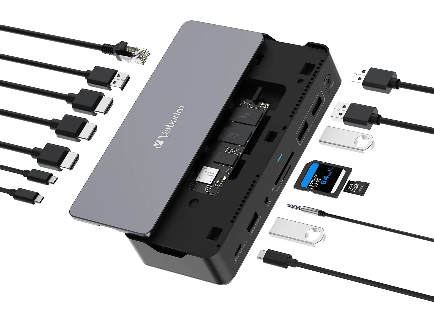 Doc-Station Verbatim USB-C Pro CDS-15S wtih M.2 NVMe slot, 15 ports