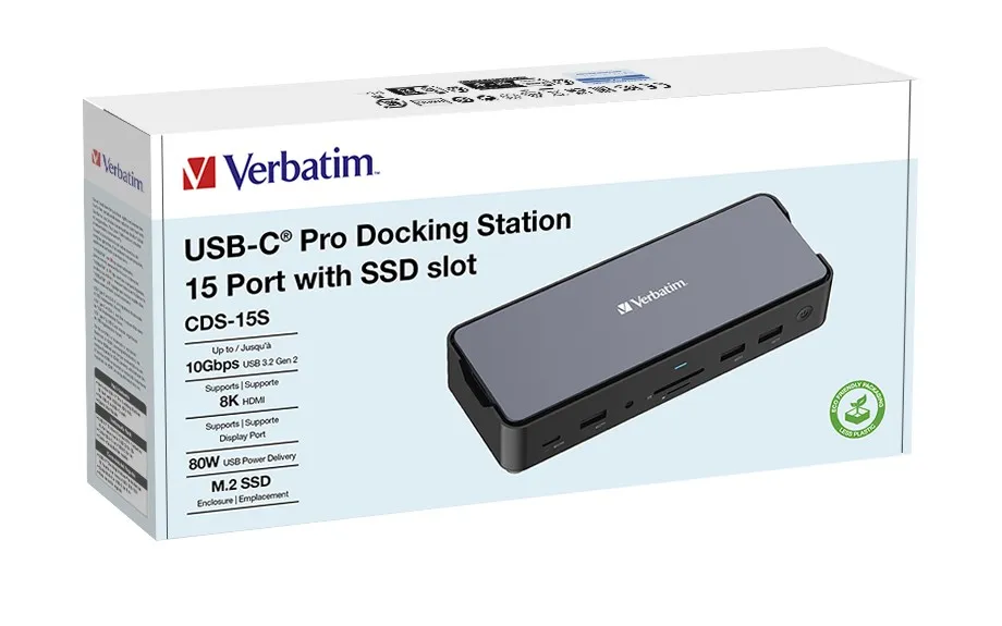Doc-Station Verbatim USB-C Pro CDS-15S wtih M.2 NVMe slot, 15 ports