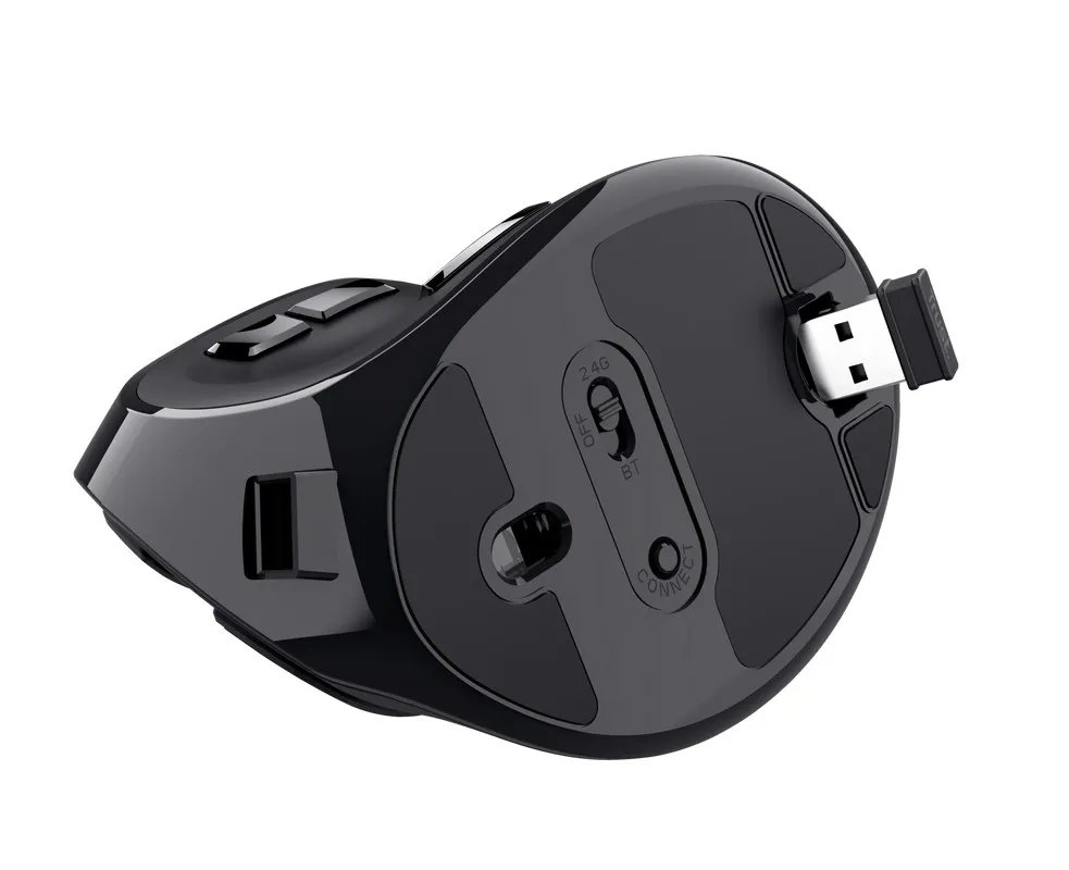 Mouse ergonomic reоncarcabil fara fir Trust VOXX / 2.4GHz/ Bluetooth/ Black