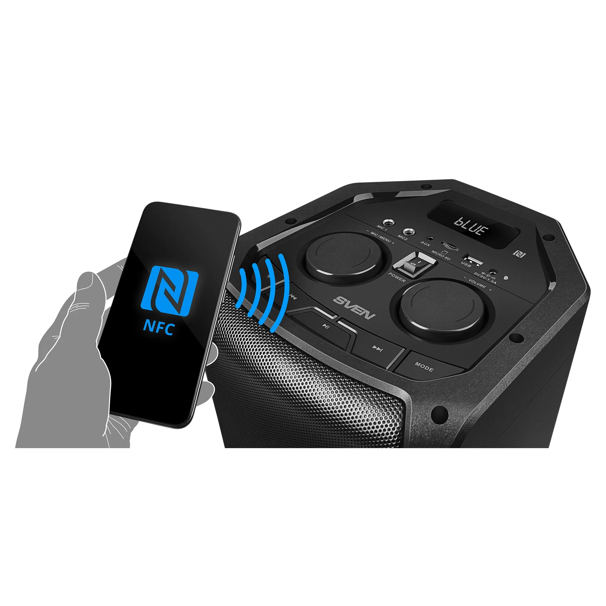 Boxa portabila SVEN PS-710 Black / 100W / Bluetooth / NFC / FM tuner / USB / microSD