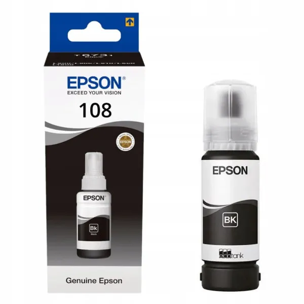 Epson 108 EcoTank Black ink bottle 70ml, 7200p. for  EcoTank L8050 & L18050.