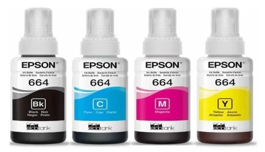 Epson 664 EcoTank 4-colour multipack (T6641/T6642/T6643/T6644), 280ml, for EcoTank L130/L100/ L110/ L120/ L121/ L132/ L1455/ L200/ L312