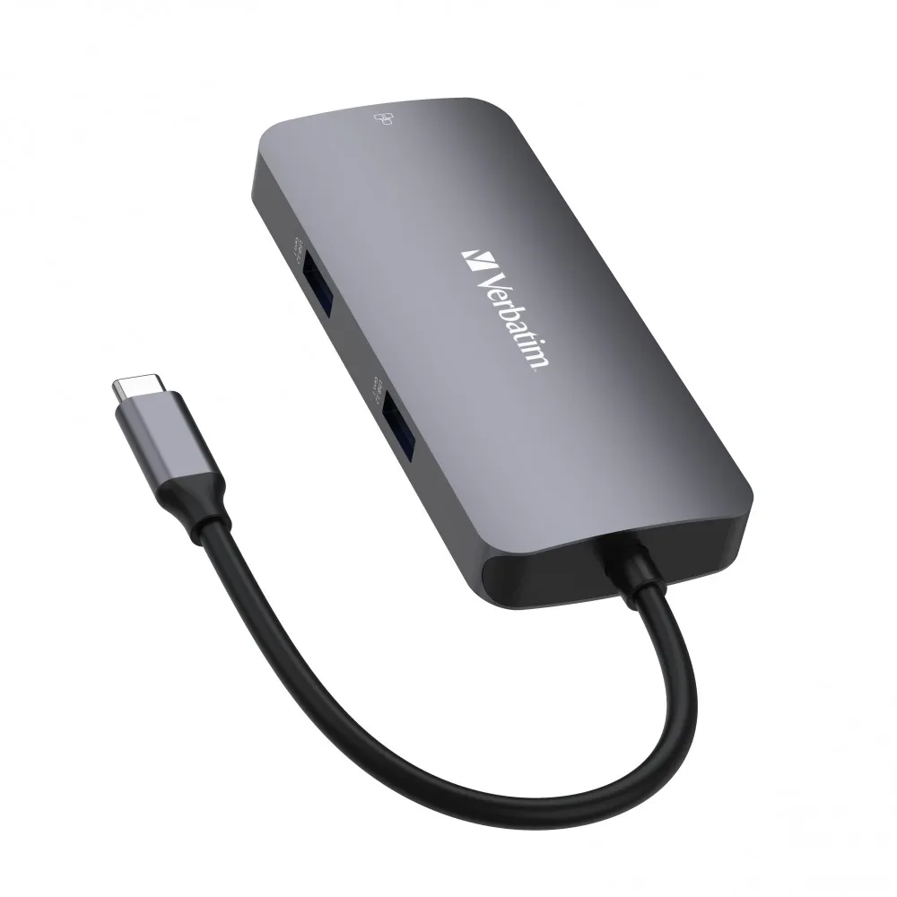 Adaptor Multiport Verbatim CMH-05/ USB-C/ 2xUSB-A 3.0/ 1xUSB-C (PD 100w)/ HDMI/ RJ45