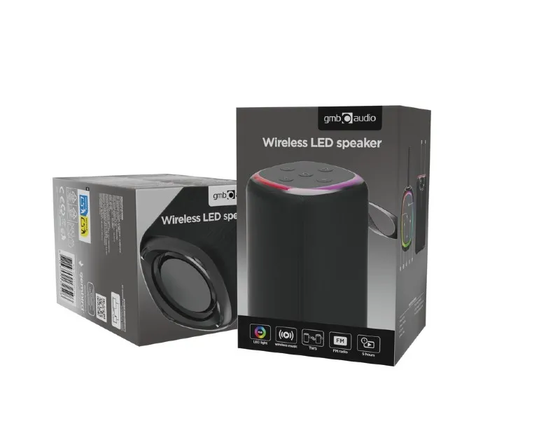 Boxa portabila Gembird SPK-BT-LED-08S/ 5W / Bluetooth / microSD / USB / 800 mAh