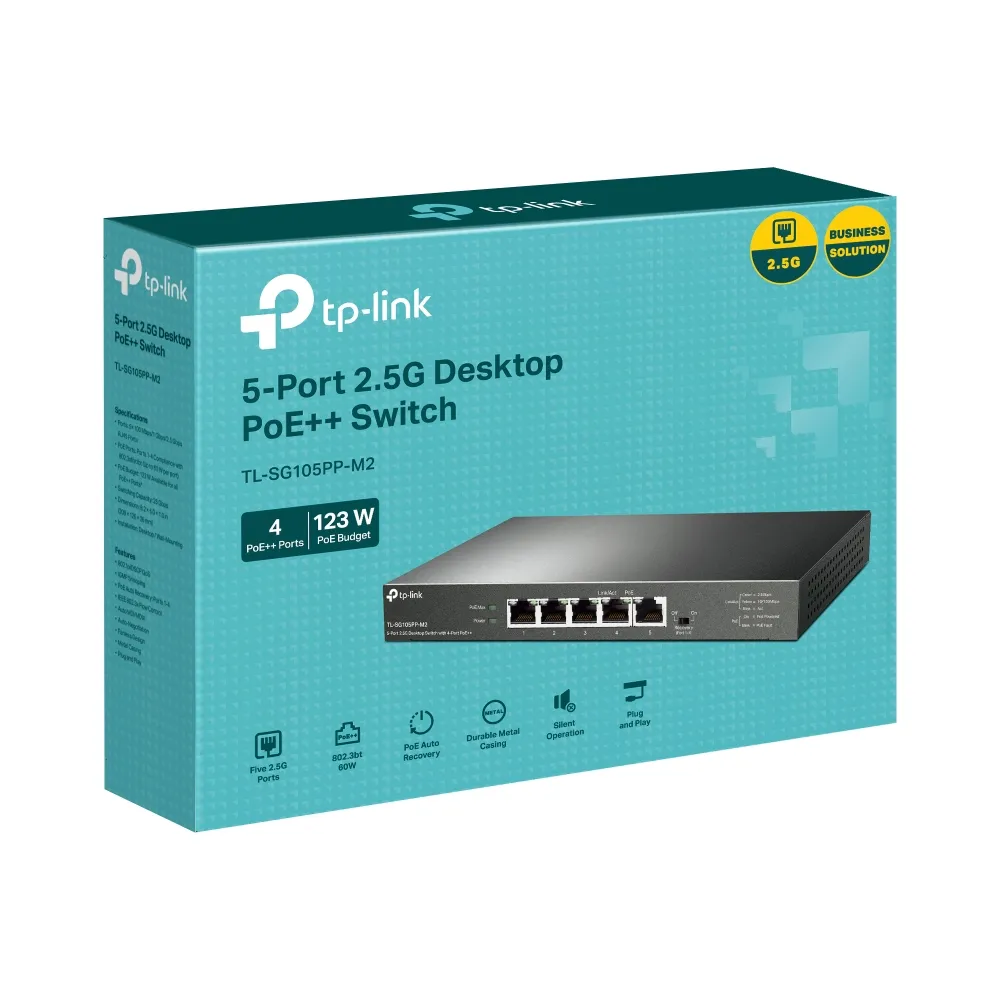 Switch TP-LINK TL-SG105PP-M2/ 5 port / 2.5Gigabit / RJ45 / steel case