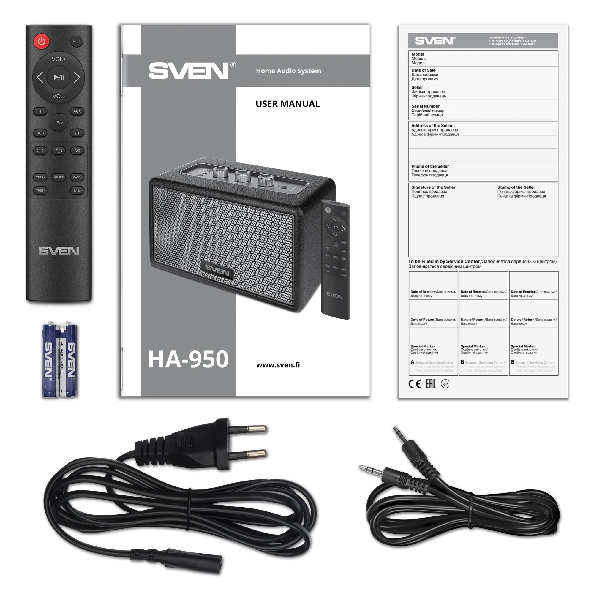 Sistem audio pentru casa SVEN HA-950 Black / 60W / Bluetooth / USB / microSD
