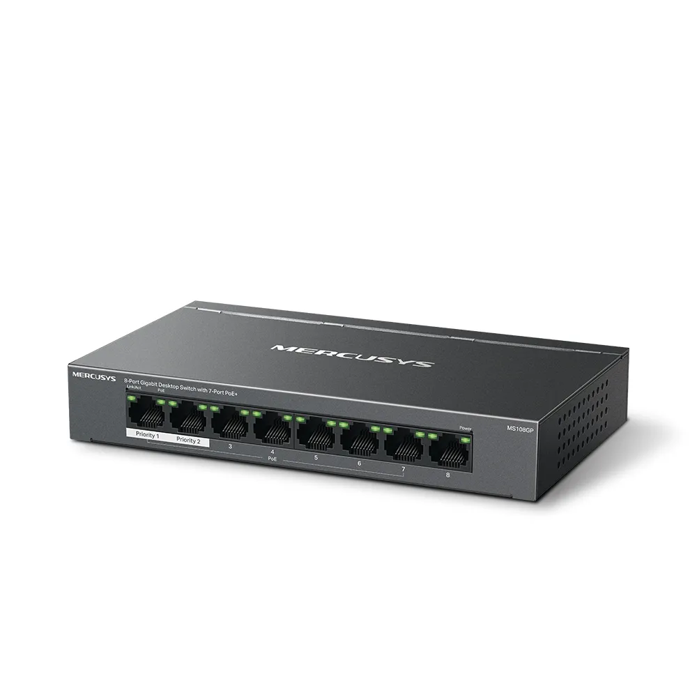Switch MERCUSYS MS108GP/ 8 port / 1000Mb / RJ45 / Plastic case
