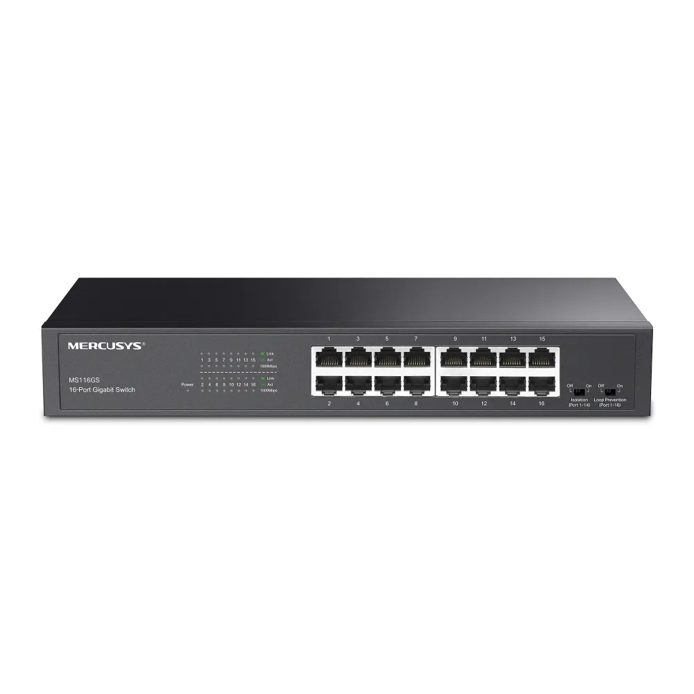 Switch MERCUSYS MS116GS / 16 port / 1000Mb / RJ45 / steel case