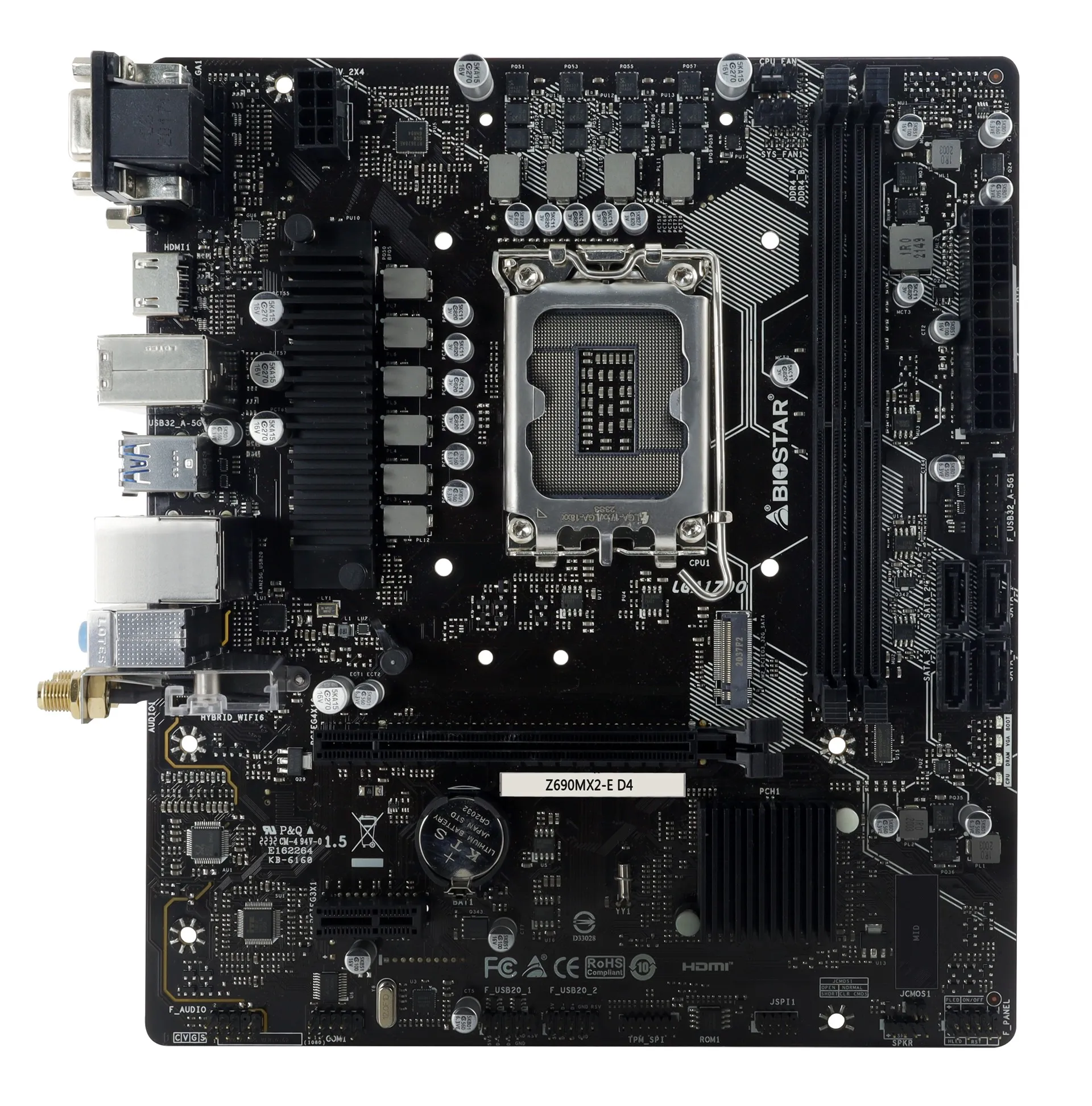 Placa de baza BIOSTAR B690MX2-E D4 /  Socket 1700 / Z690 / DDR4  / mATX