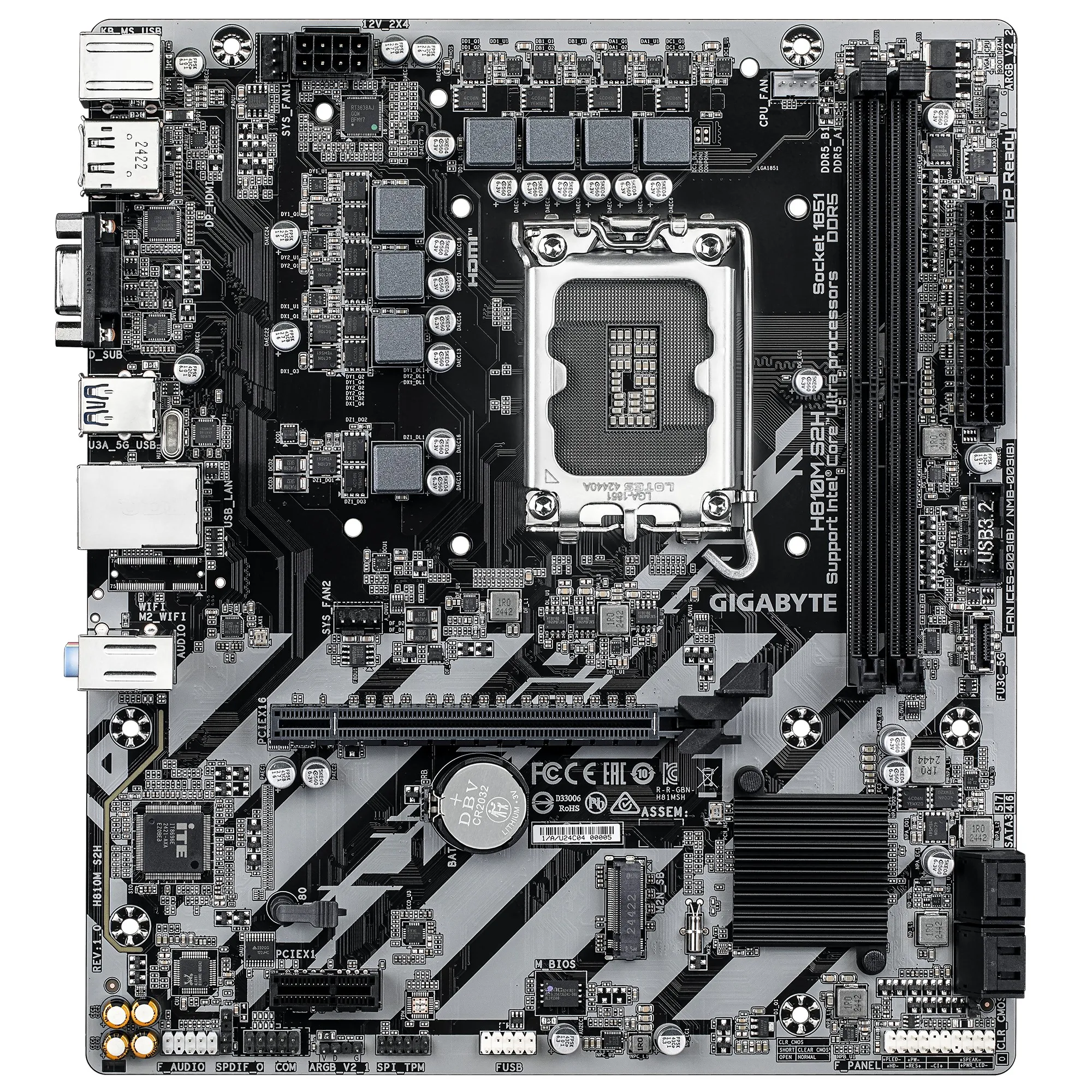 Placa de baza GIGABYTE H810M S2H/ 1851 / H810 / DDR5 / mATX