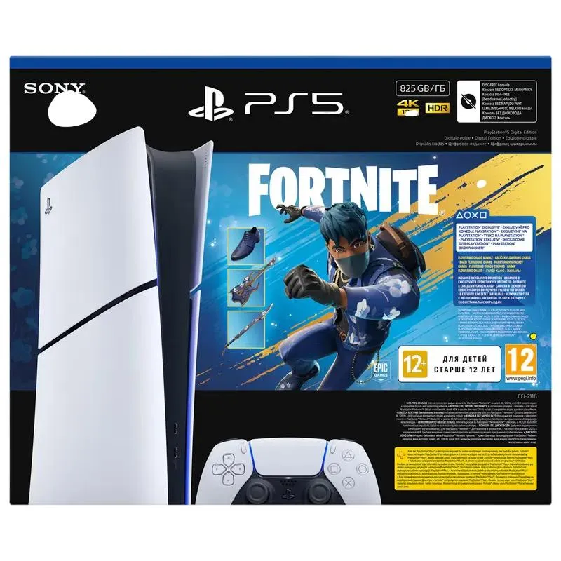 System Video Game Console SONY PlayStation 5 Slim Digital Edition+Fortnite Flowering Chaos, White