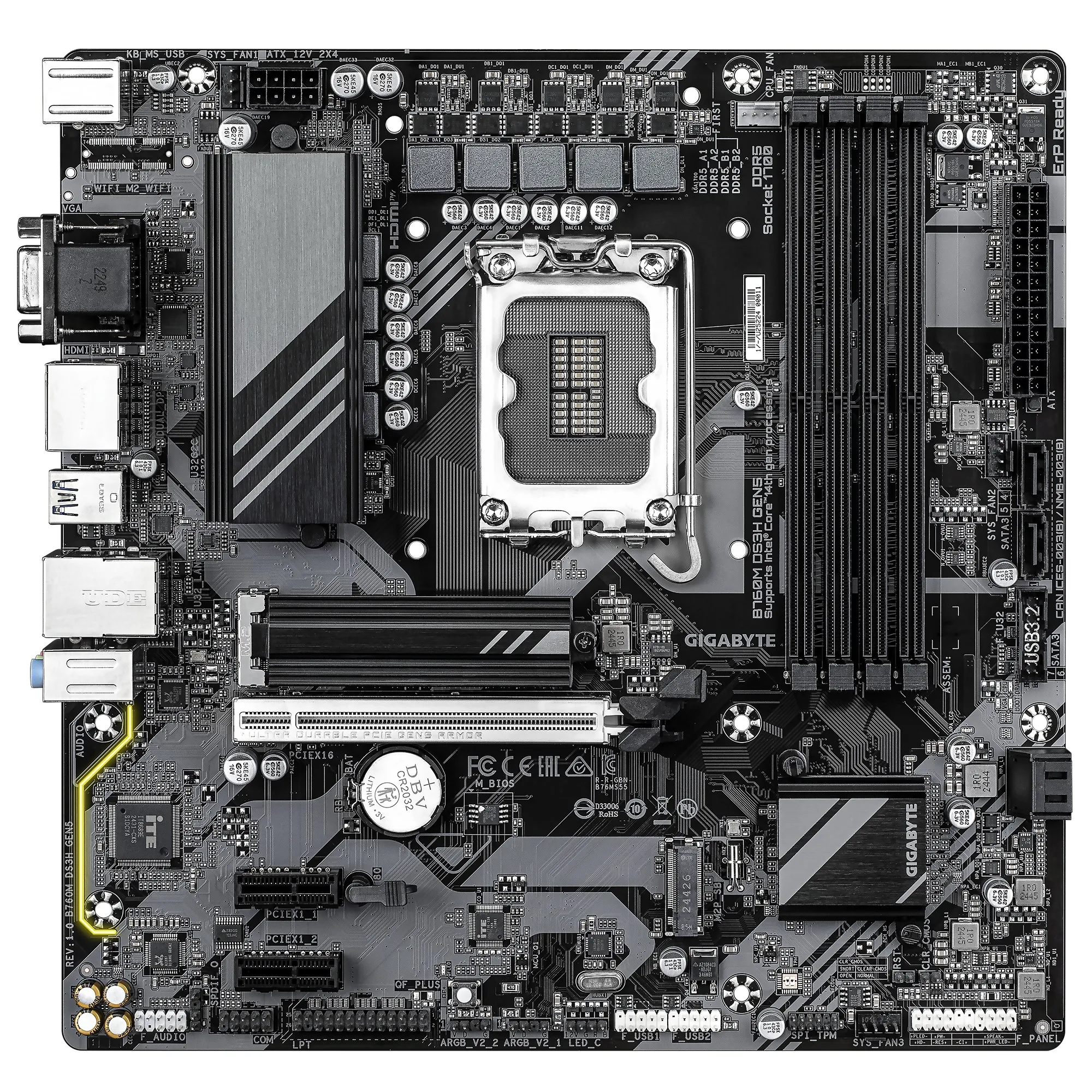 Placa de baza GIGABYTE B760M DS3H GEN5/ 1700/ B760/ DDR5/ mATX