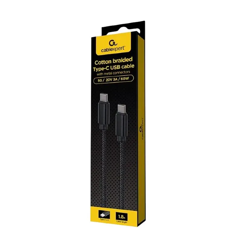 Charge and Sync Cable Cablexpert Type-C/Type-C,  1.8 m, Black