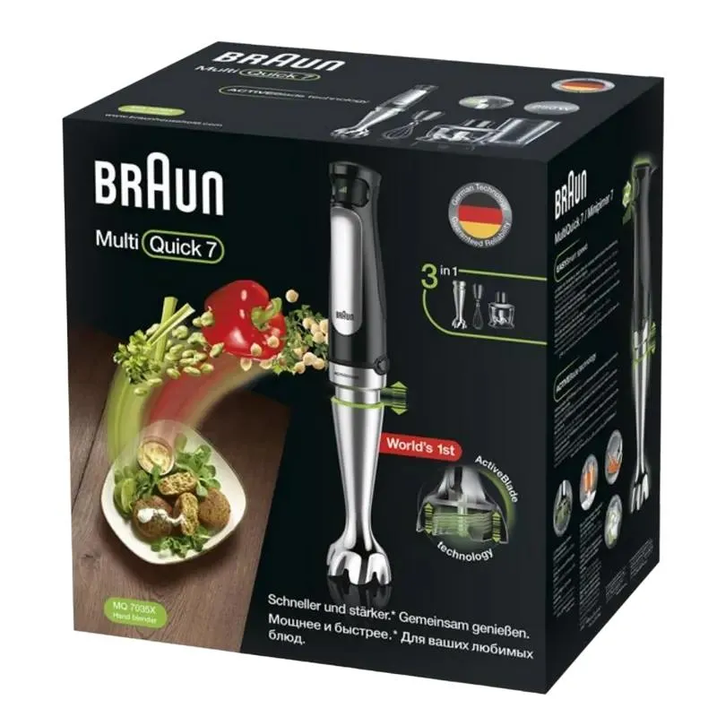 Hand blender BRAUN MQ7035X, Black | Silver