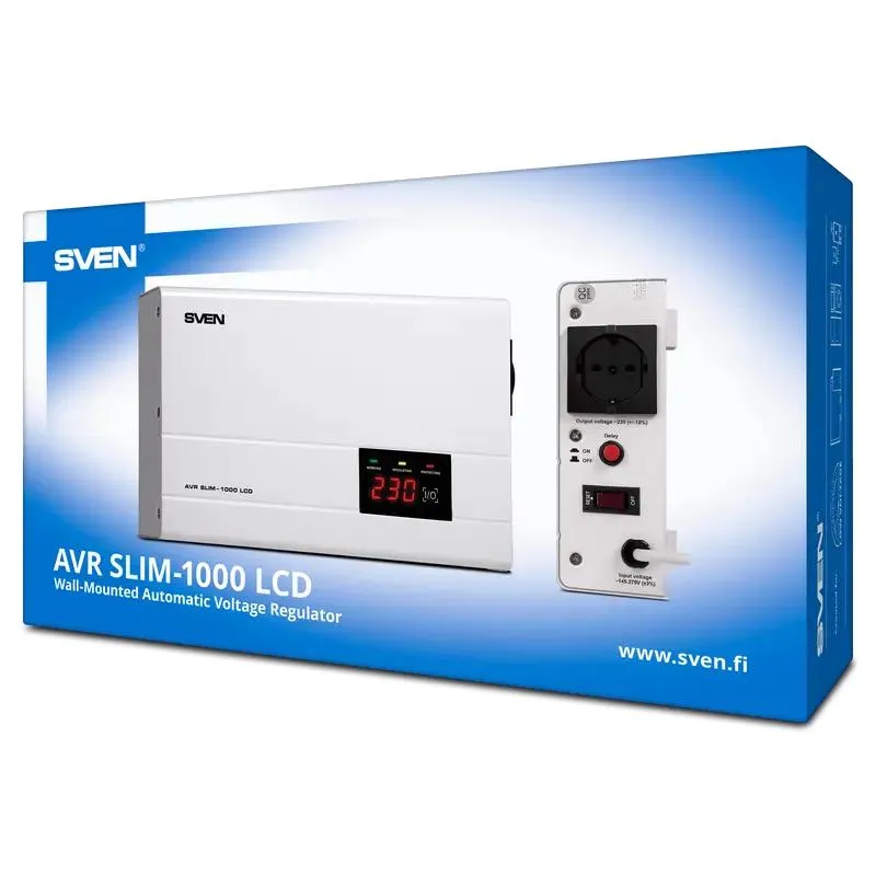 Automatic Voltage Regulator SVEN SLIM AVR-1000 LCD, 1000VA
