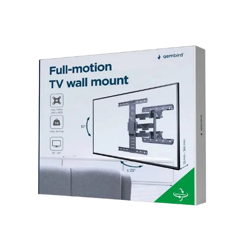 Full Motion Wall Mount Gembird WM-65ST-01, Black