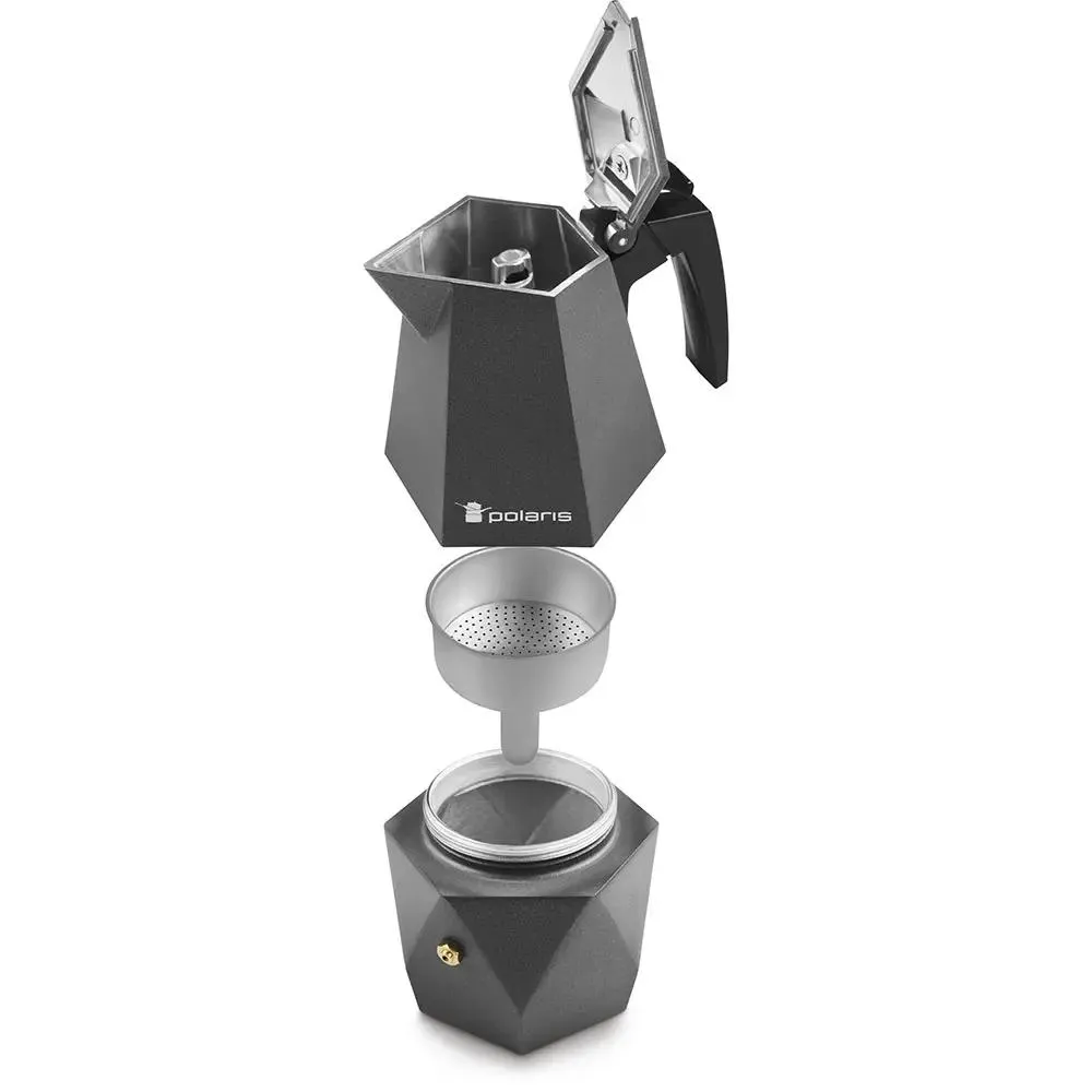 Geyser coffee maker Polaris Kontur-4C, Black