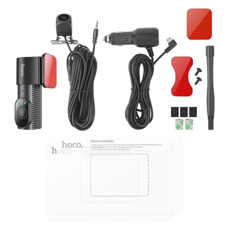 Car Front and Rear Dash Cam Set Hoco DV8, Black