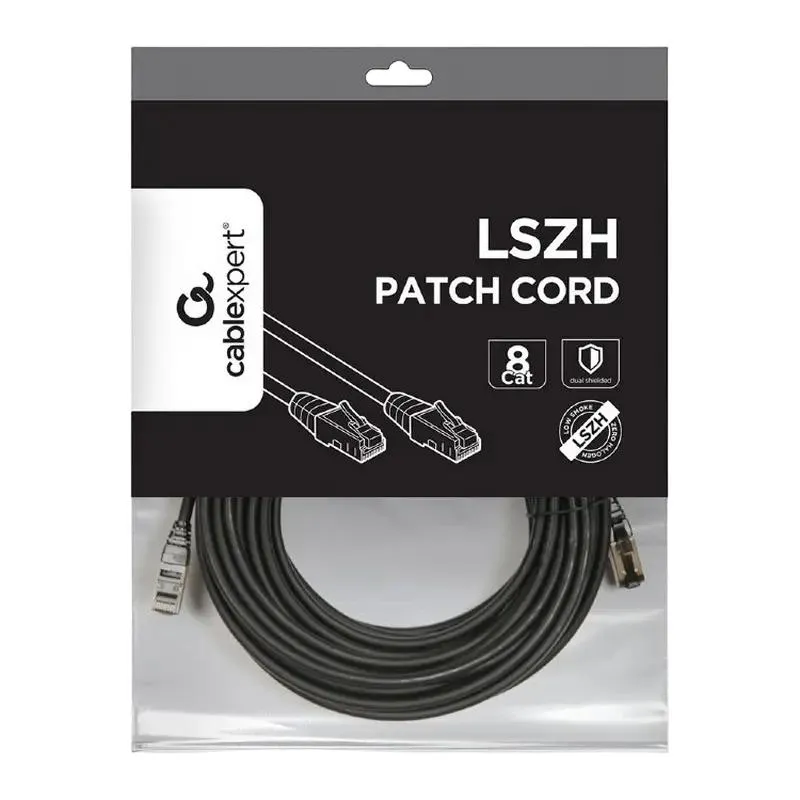 Patch cord Cablexpert PP8-LSZHCU-BK-15M, Cat8 S/FTP, 15m, Black