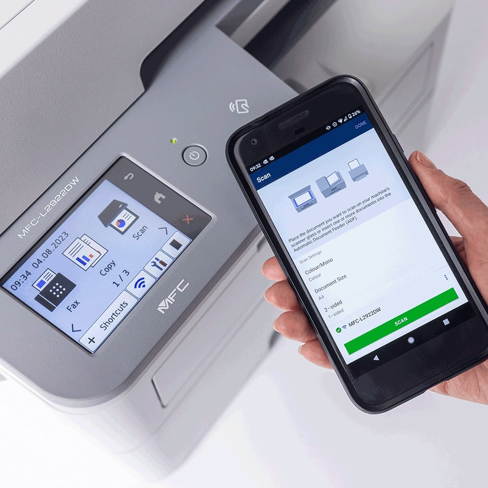 MFP Brother MFC-L2922DW, A4, 34 ppm, Duplex, DADF, Fax, Wi-Fi, Ethernet 10/100, USB 2.0, Starter toner 1200 pag