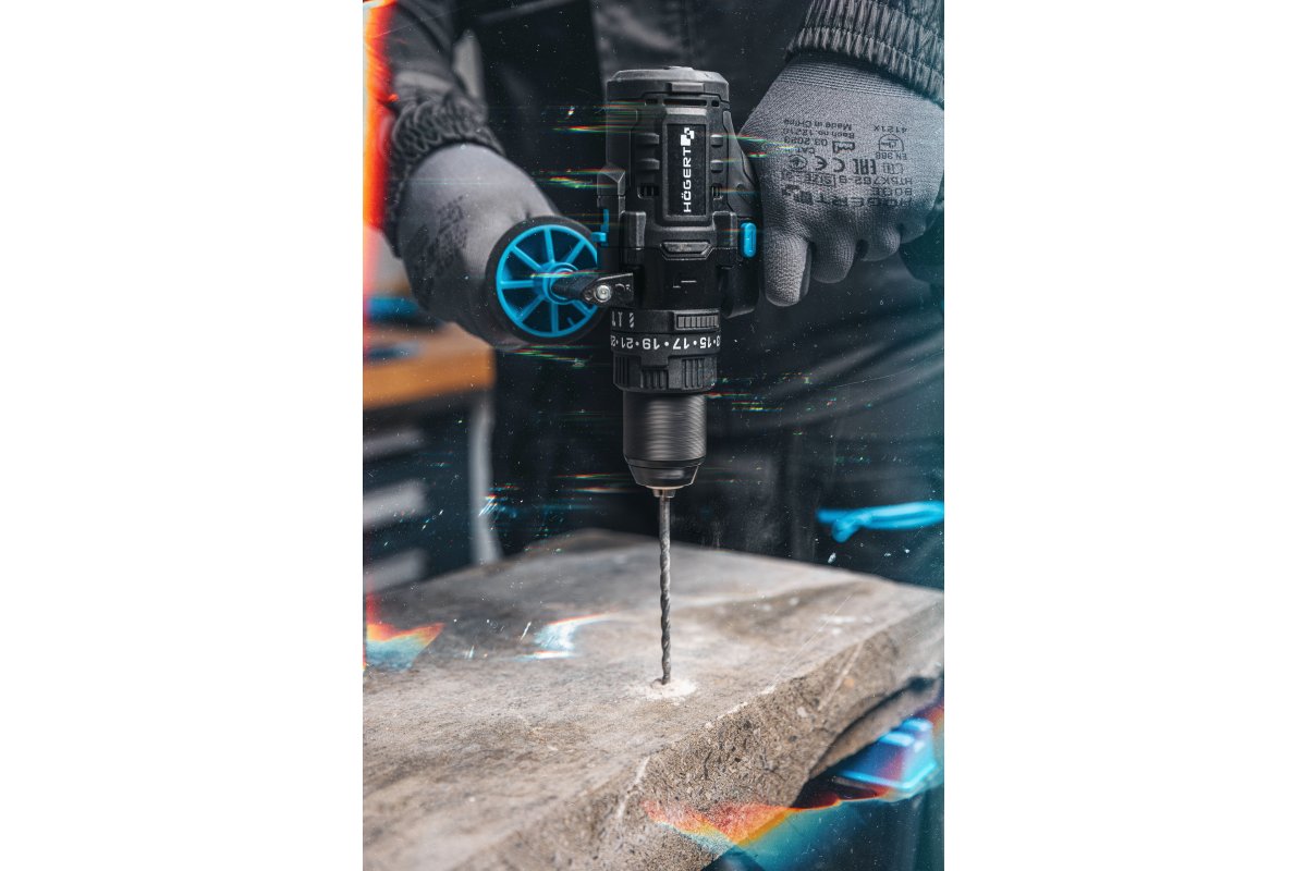 Аккумуляторная дрель-шуруповёрт с ударом 100 Нм, 18V, бесщёточная, без аккумулятора, HOGERT