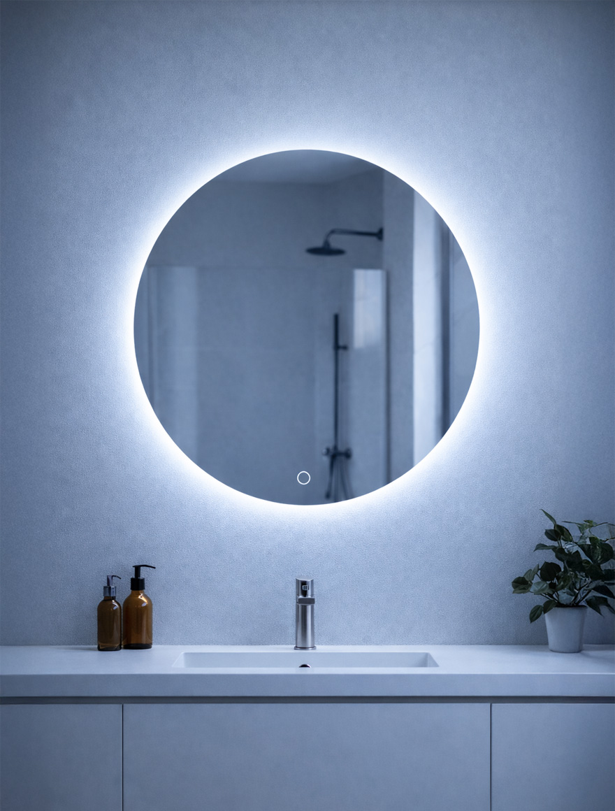 Светодиодный зеркало D80cm сенсорный анти-запотевание димируемый LuminaLED