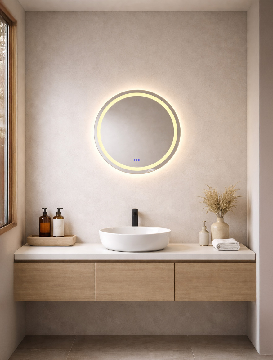 Oglindă LED D80cm frontal+spate, touch anti-aburire dimabil LuminaLED