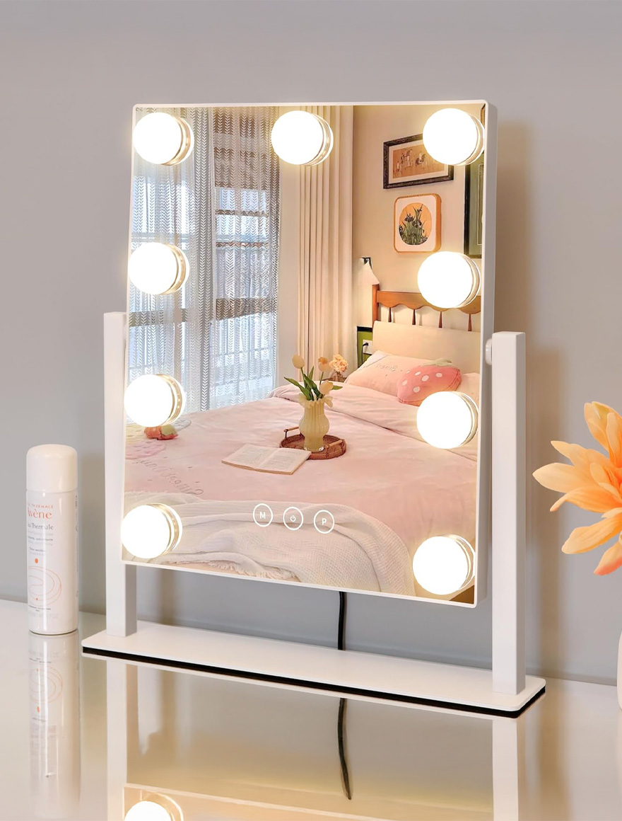 Oglindă de masă LED 25*37cm 9x1W alb LuminaLED